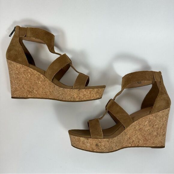 UGG Women’s Whitney Cork Wedge Platform Sandals in Chestnut Suede Size 9.5 - Picture 3 of 15